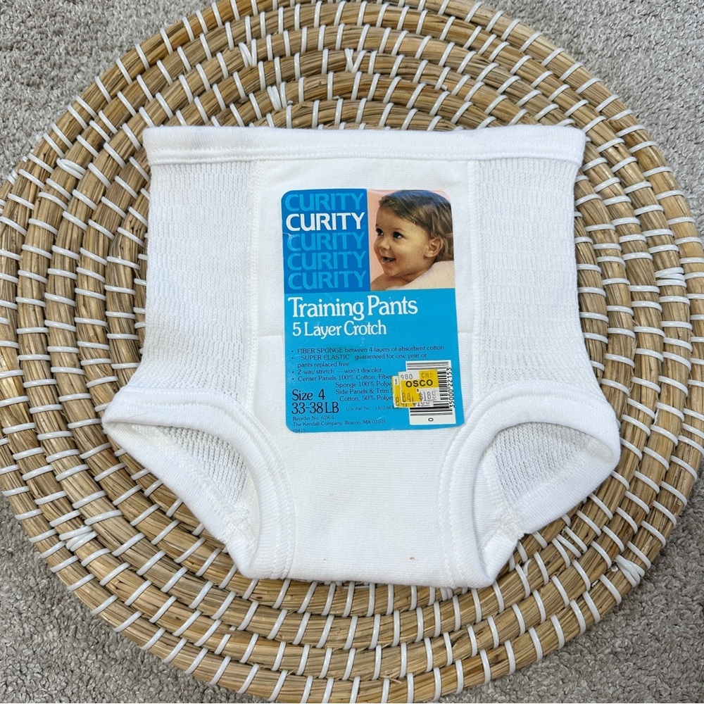 NWT Curity Boys Toddler Vintage Training Pants 5 Layer Crotch in White Size 4